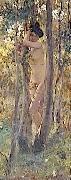 Julius LeBlanc Stewart Jeune femme nue dans un sous-bois oil painting
